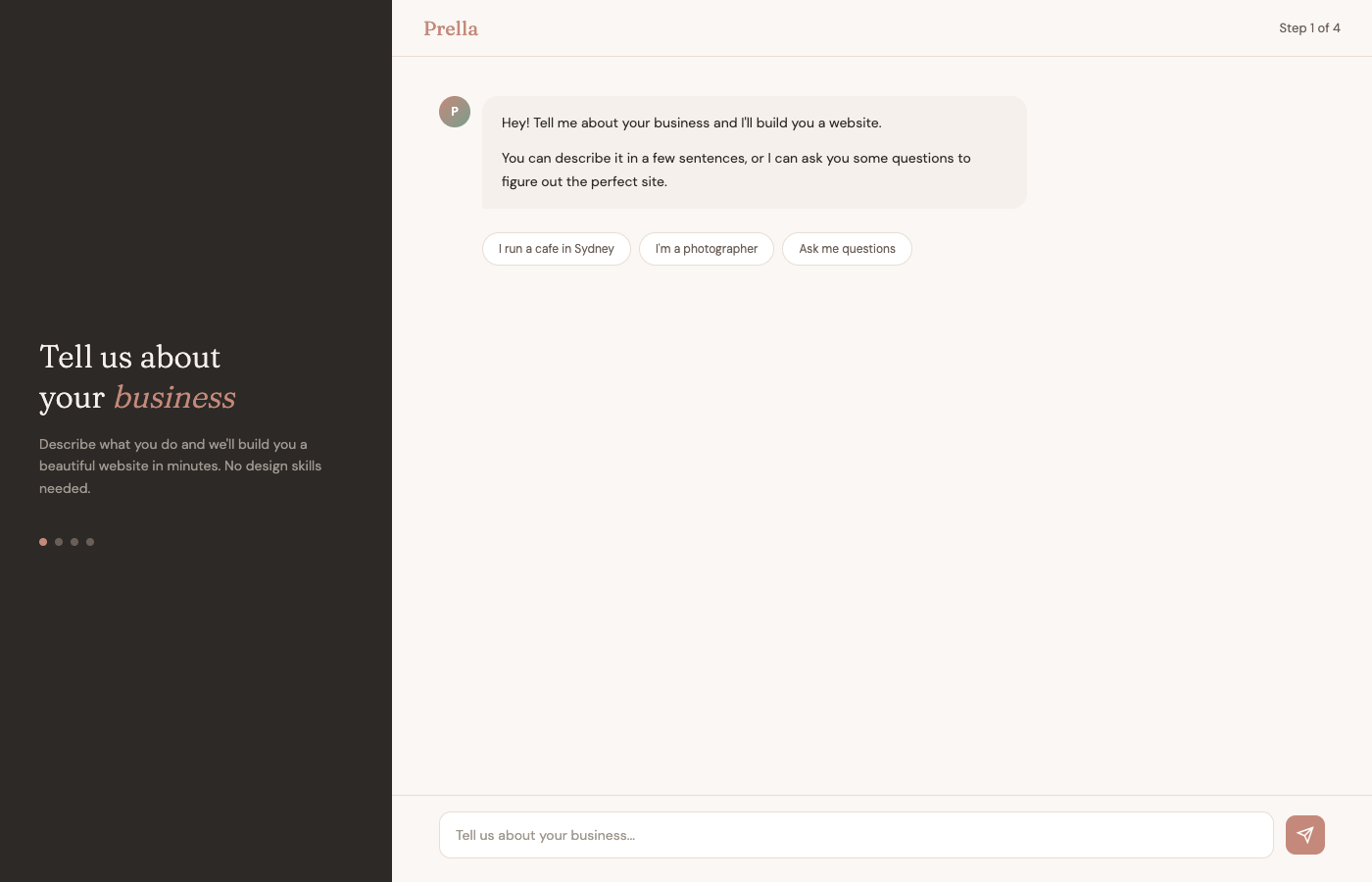 Tell us about your business during onboarding